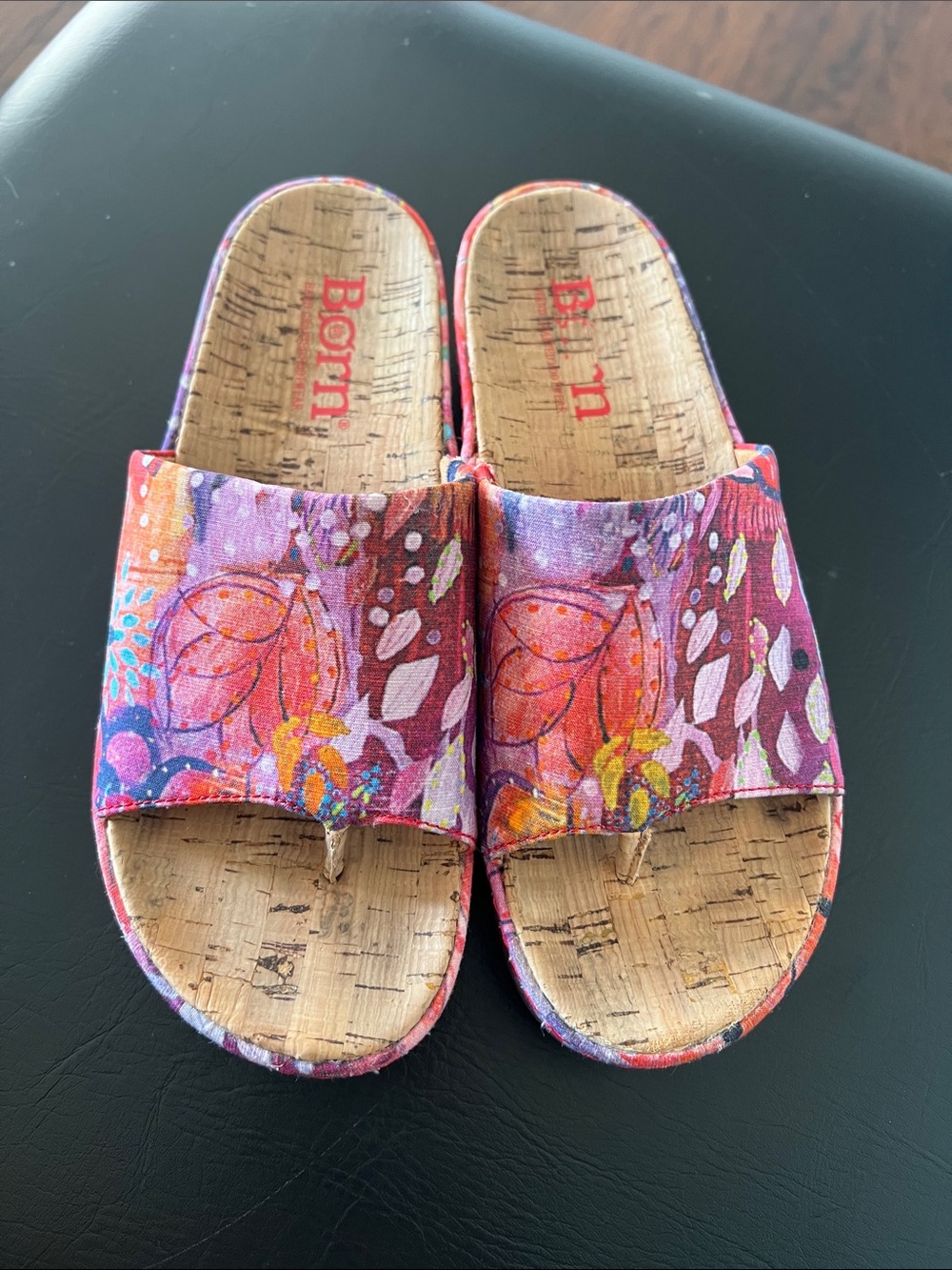 Born Floral Slide Sandals in Pink, Purple, Orange